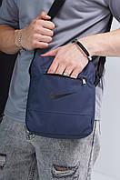 Современная мужская барсетка Nike синяя большая универсальная, повседневная, молодежная через плечо спортивная