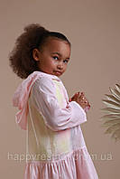 Детская пляжная туника, летнее платье для девченок с рюшами розовая 104-110