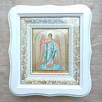 Ікона Ангел Хранитель святий, лик 10х12 см, у білому фігурному дерев'яному кіоті