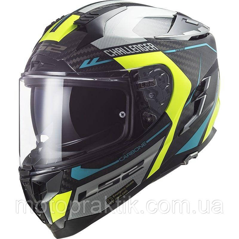 LS2 FF327 Challenger CT2 Thorn Hi-Vis Yellow, XS Мотошолом інтеграл з окулярами