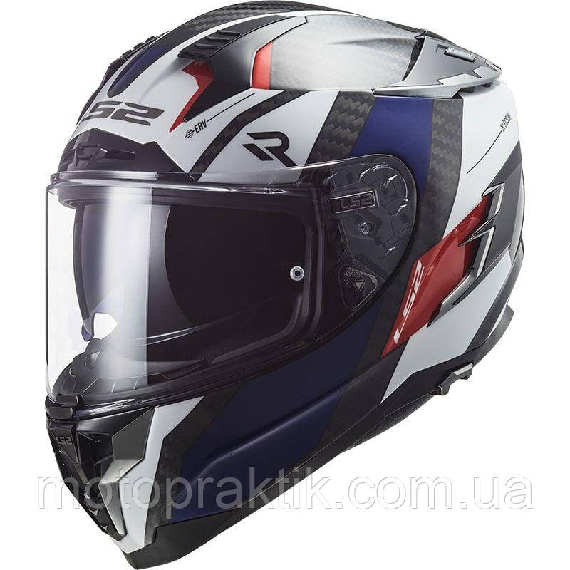 LS2 FF327 Challenger CT2 Alloy White Blue Red, XS Мотошолом інтеграл з окулярами