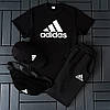 Спортивний костюм Adidas чорна футболка шорти кепка сумка-барсетка комплект 4 в 1 на хлопця чоловіка стильний, фото 7