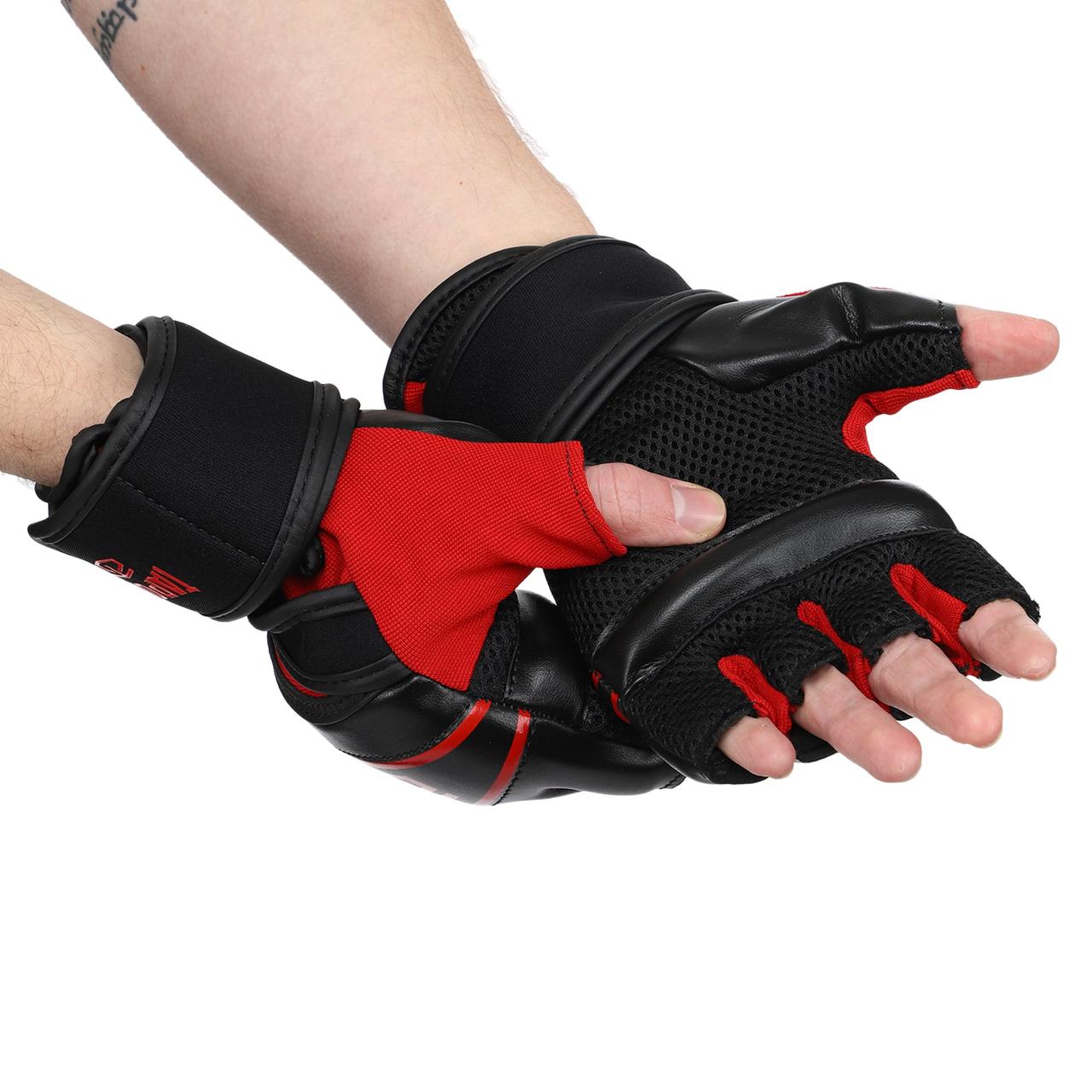 Перчатки для смешанных единоборств MMA TapOut 168520 размер S-M Black-Red - фото 2 - id-p1887236830