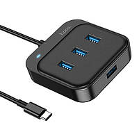 USB Hub Hoco HB31 Easy 4-in-1 converter(USB to USB3.0*4)(L=1.2M) Черный