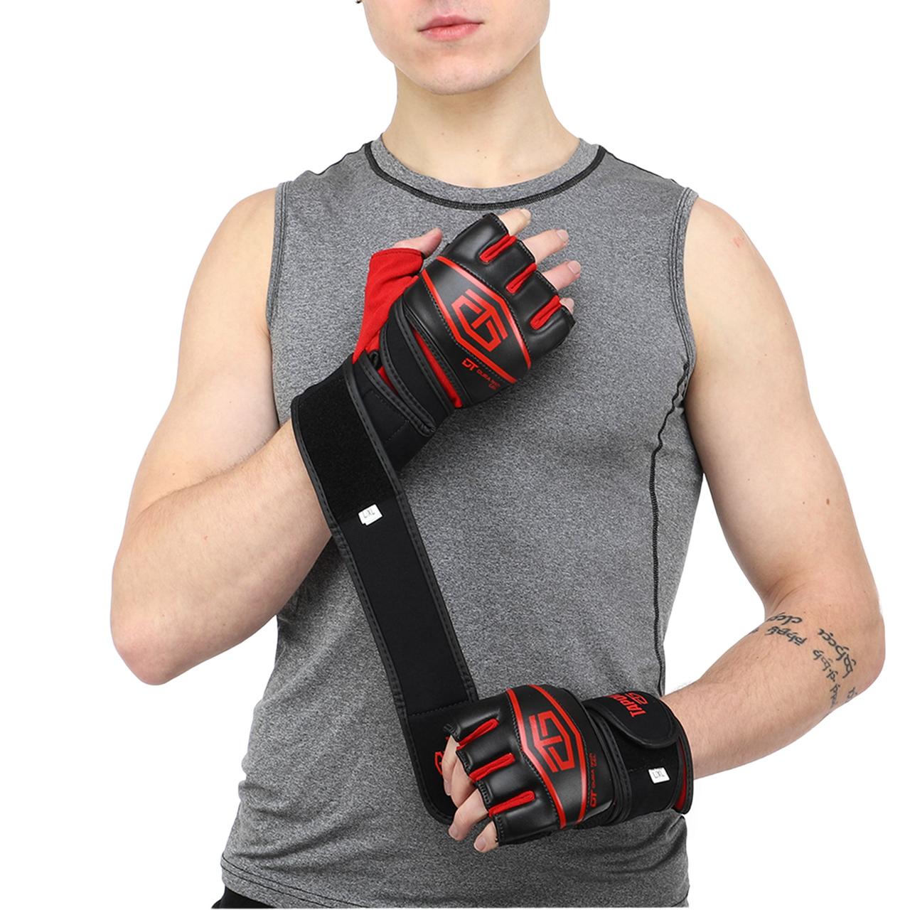 Перчатки для смешанных единоборств MMA TapOut 168520 размер L-XL Black-Red - фото 6 - id-p1887238520