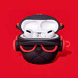 Чохол для навушників AirPods Pro бульдог в окулярах чорно-червоний, фото 3