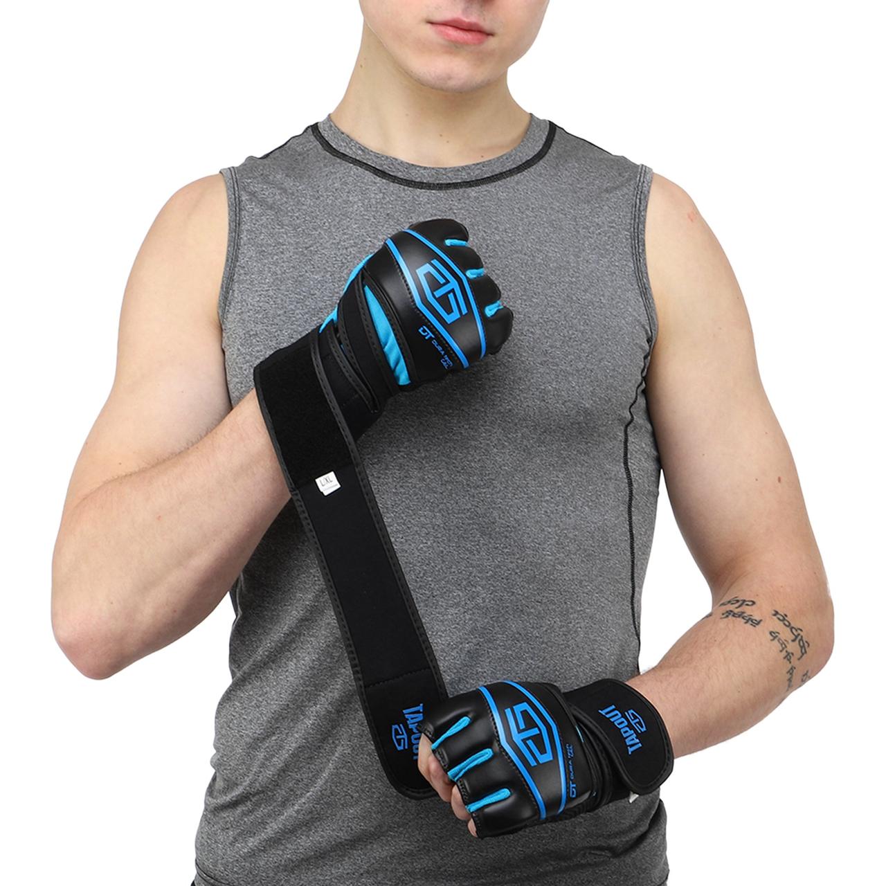 Перчатки для смешанных единоборств MMA TapOut 168521 размер S-M Black-Blue - фото 4 - id-p1887239369