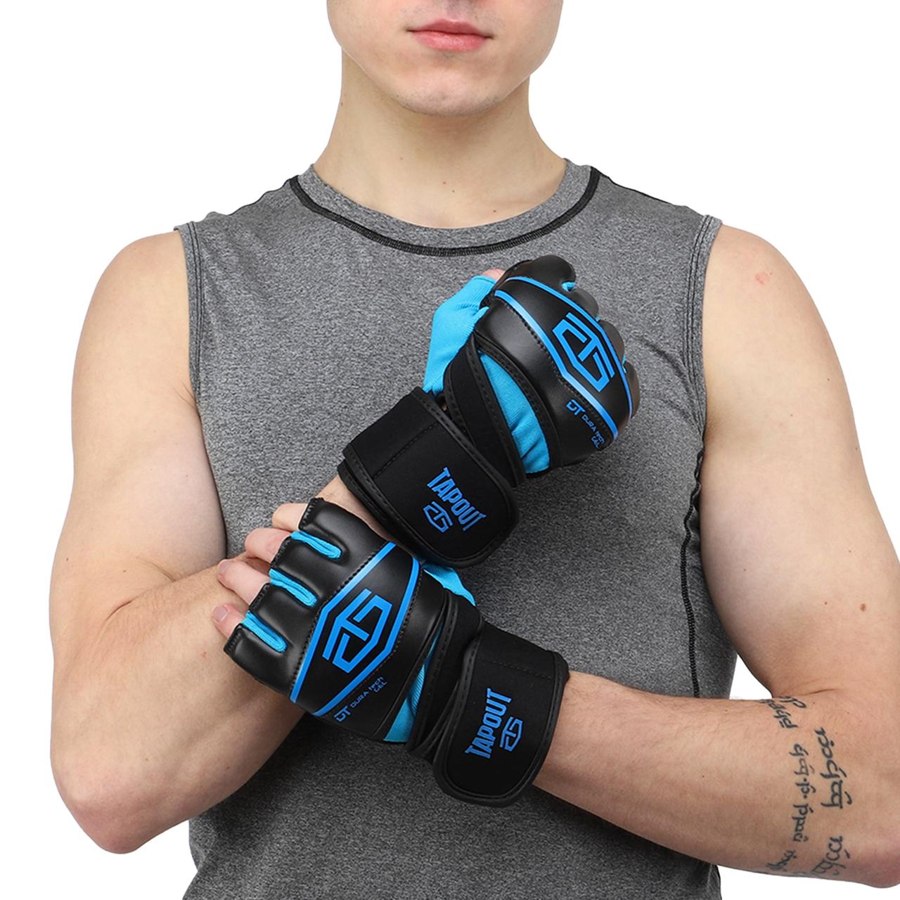 Перчатки для смешанных единоборств MMA TapOut 168521 размер S-M Black-Blue - фото 5 - id-p1887239369