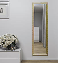 Дзеркало на стіну 170х50 у вузькій золотій рамі з патиною Black Mirror на повний зріст