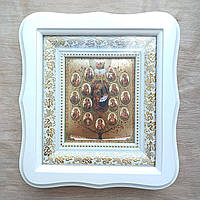 Ікона Горній Єрусалим Пресвята Богородиця, лик 10х12 см, у білому фігурному дерев'яному кіоті