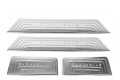 Накладки на внутрішні пороги OmsaLine (нерж) 4 дверей, Caravella для Volkswagen T5 2010-2015 рр