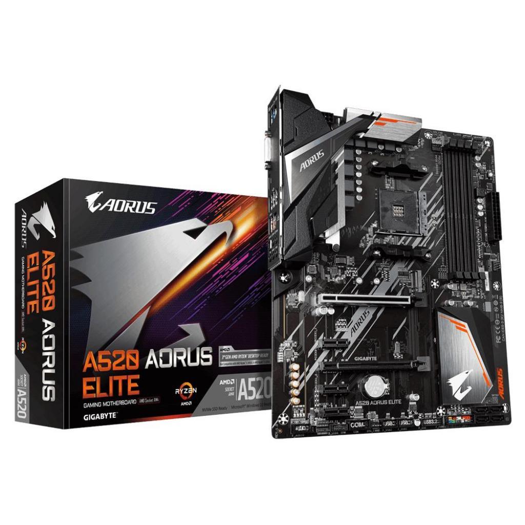 Материнська плата A520 AORUS ELITE AM4 DDR 4 1хHDMI, 1хDVI-D 2 4 ATX
