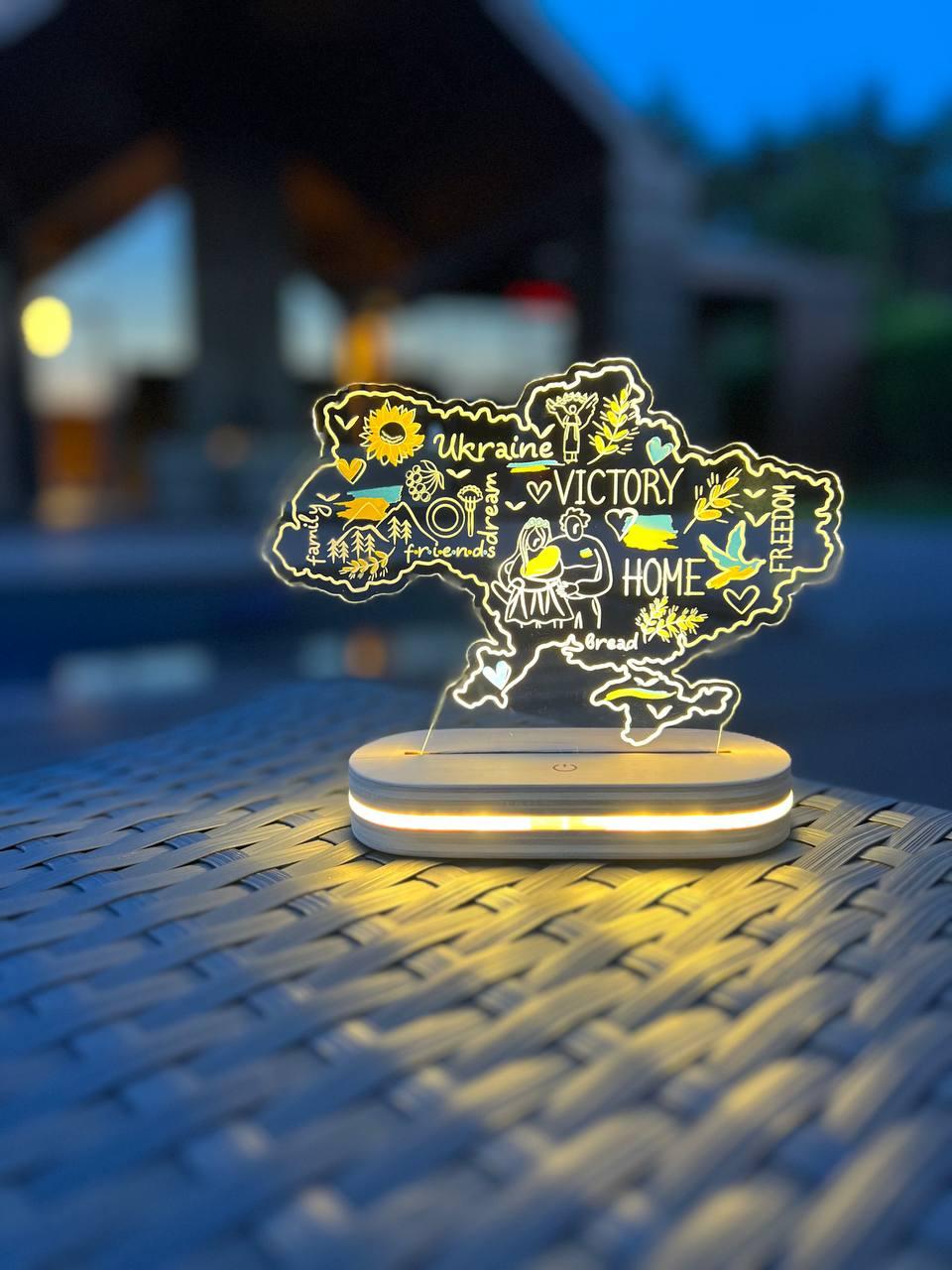 Нічник світильник Ukraine victory кольоровий принт,з USB роз'ємом ,  18\13см, фото 1