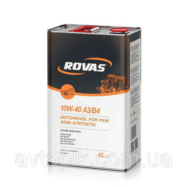 Моторне олія Rovas 10W-40 A3/B4 (5л.)