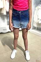 Шорты джинсовые синие с бахромой для девочки (134 см.) A-yugi Jeans