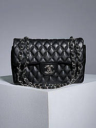 Жіноча сумка Шанель чорна Chanel 2.55 Black/Silver