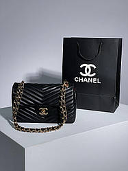Жіноча сумка Шанель чорна Chanel 2.55 Black Gold