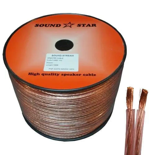 Кабель акустический Sound Star, Cu, 2х2.0мм², прозрачно-розовый, 100м