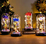 ЧервонаТроянда в скляній колбі з LED підсвічуванням Rose of Love Рожева  на батарейках, фото 3