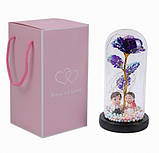 ЧервонаТроянда в скляній колбі з LED підсвічуванням Rose of Love Рожева  на батарейках, фото 5