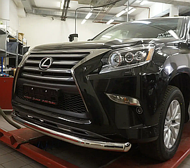 Захист переднього бампера (одинарна нержавіюча труба - одинарний ус) LEXUS GX (C 2014--)