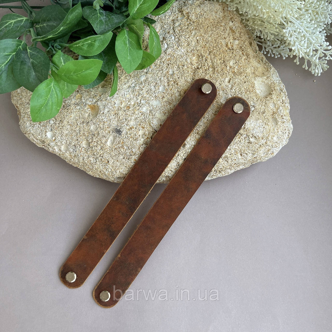 Шкіряні ручки для кошиків на гвинті, 20 х 2 см КОЛІР НА ВИБІР