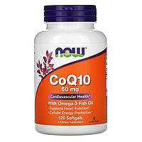 Коэнзим Q10 с рыбьим жиром Now Foods (CoQ10) 120 капсул