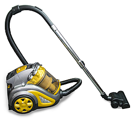 Потужний компактний пилосос Domotec MS-4408 3600Вт без мішка циклонний колбовий для дому контейнерний жовтий