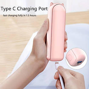 USB ручний вентилятор міні портативний на акумуляторі з вушками Folding Fan Pink, фото 3