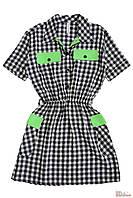 Платье в квадратики с зеленым для девочки (146 см.) LocoLoco