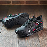 Осінні кросівки чоловічі шкіра Adidas для міста під джинси взуття, чорні шкіряні кроси демісезонні для чоловіків *А-2 ч\красн*, фото 5