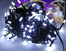 Гірлянда світлодіодна LED 100 білий на чорних дротах.