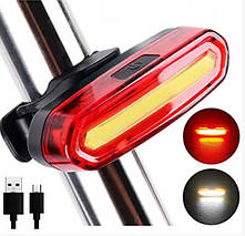 Велосипедний ліхтар AQY-096-COB red+white + microUSB + 6 режимів, фото 3