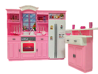 Кухня для кукол Барби кукольная мебель холодильник плита посудка продукты Gloria