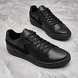 Кеди чоловічі шкіряні осінь весна, чорні спортивні молодіжні повсякденні кеди Nike з натуральної шкіри взуття *N-8-1 кроссовки*, фото 2