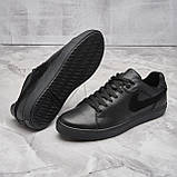 Кеди чоловічі шкіряні осінь весна, чорні спортивні молодіжні повсякденні кеди Nike з натуральної шкіри взуття *N-8-1 кроссовки*, фото 3