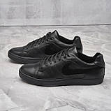 Кеди чоловічі шкіряні осінь весна, чорні спортивні молодіжні повсякденні кеди Nike з натуральної шкіри взуття *N-8-1 кроссовки*, фото 4