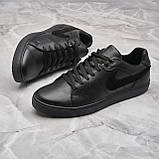 Кеди чоловічі шкіряні осінь весна, чорні спортивні молодіжні повсякденні кеди Nike з натуральної шкіри взуття *N-8-1 кроссовки*, фото 6