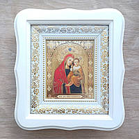 Ікона Боянська Пресвята Богородиця, лик 10х12 см, у білому фігурному дерев'яному кіоті
