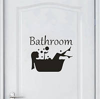 Наклейка на дверь ванной комнаты "Bathroom" - размер наклейки 19*15см