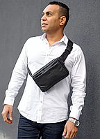 Квадратная вместительная мужская сумка на пояс из натуральной кожи, Бананка мужская модная