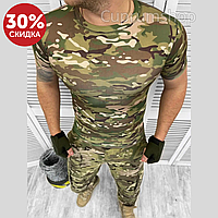 Тактическая компрессионная спортивная футболка Rough на лето, Армейская футболка мультикам ВСУ р XL.XXL