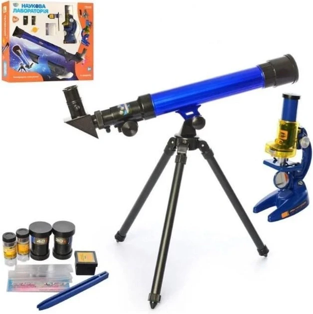 Дитячий мікроскоп телескоп Limo Toy 2 в 1 Синій з чорним (SK 0014) - фото 2 - id-p1497543597