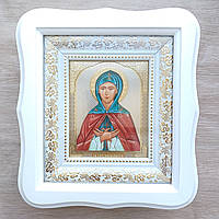 Ікона Аполлінарія свята преподобна, лик 10х12 см, у білому фігурному дерев'яному кіоті