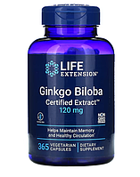 Гинкго Билоба двулопастный, сертифицированный экстракт, Ginkgo Biloba, Life Extension, 120 мг, 365 капсул