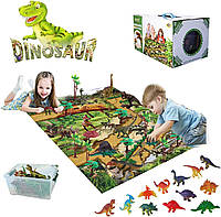 Большой набор игрушек-динозавров с игровым ковриком Dinosaurs With Playmat 80 x 70 см