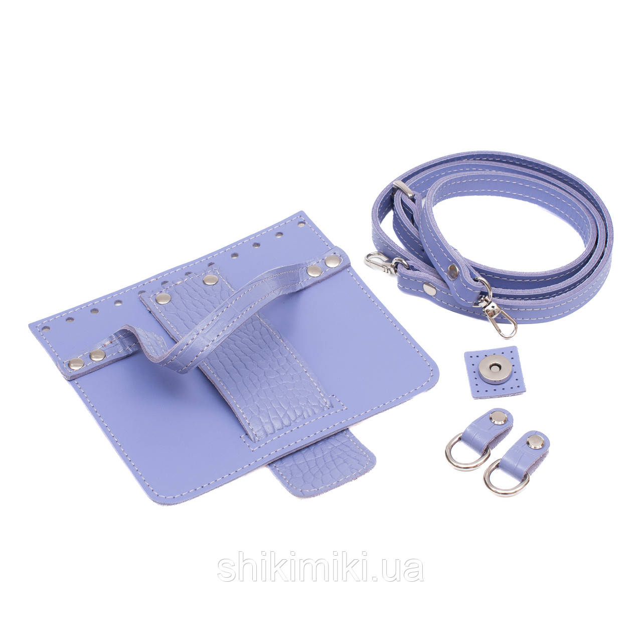 Комплект із натуральної шкіри для сумки Mia, колір Бузковий, шкіра +рептилія, фото 1
