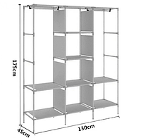 Шкаф тканевый HCX на 3 секции 88130 (130х45х175 см)/Переносной шкаф для одежды/Складной шкаф (