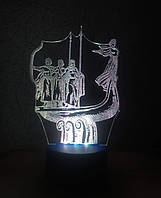 3d-светильник Киев Парящая Лыбидь, 3д-ночник, несколько подсветок (на батарейке), подарок из Киева