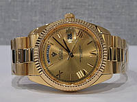 Чоловічий годинник часы Cadisen DayDate Automatic 21 jewels 100m Sapphire Gold/Gold